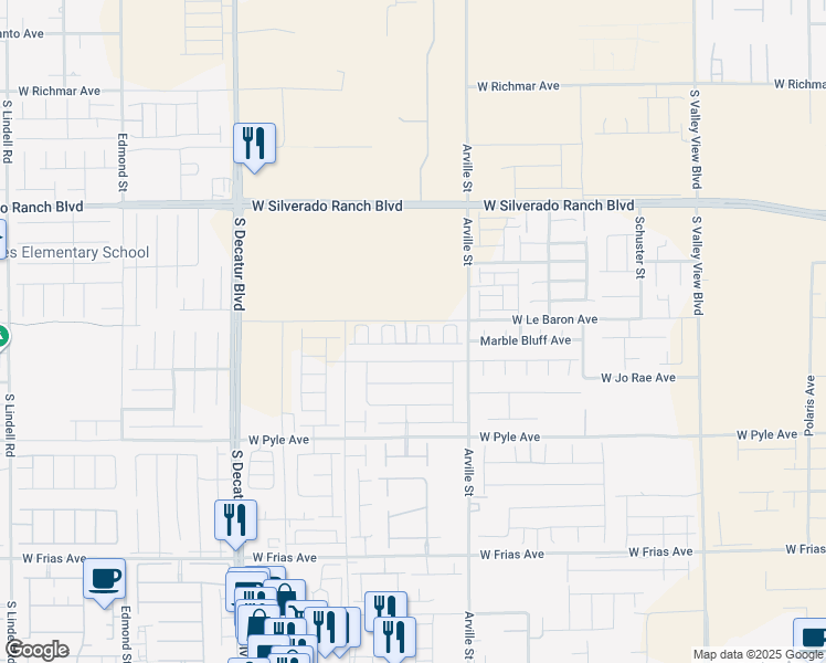map of restaurants, bars, coffee shops, grocery stores, and more near in Las Vegas