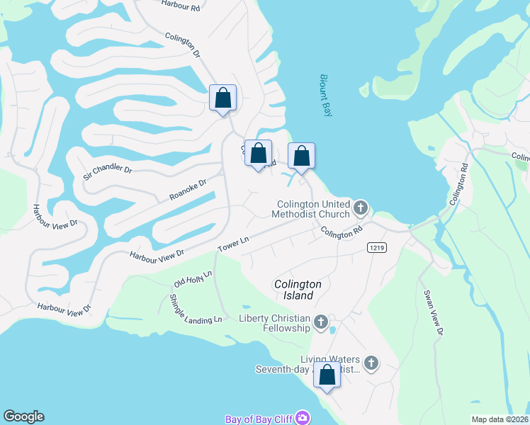 map of restaurants, bars, coffee shops, grocery stores, and more near 202 Sir Richard East in Kill Devil Hills