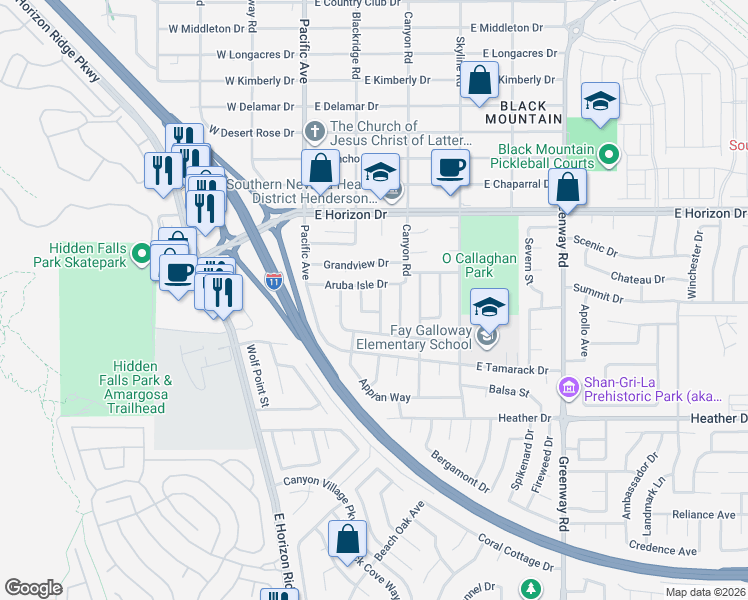 map of restaurants, bars, coffee shops, grocery stores, and more near 120 Weymouth Lane in Henderson
