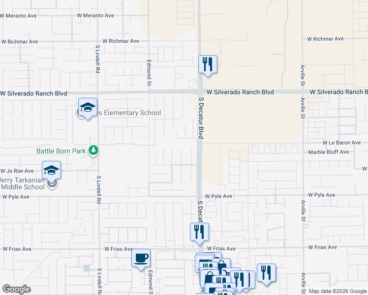 map of restaurants, bars, coffee shops, grocery stores, and more near 9948 Bay Stone Street in Las Vegas