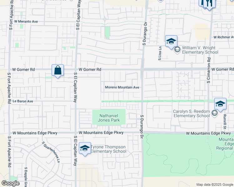 map of restaurants, bars, coffee shops, grocery stores, and more near 9879 South Serona Heights Court in Las Vegas