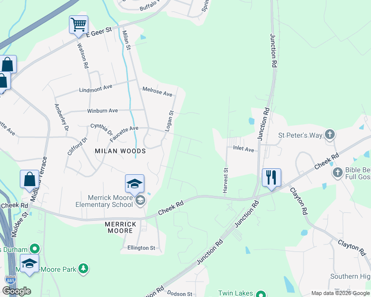 map of restaurants, bars, coffee shops, grocery stores, and more near 931 Harvest Street in Durham