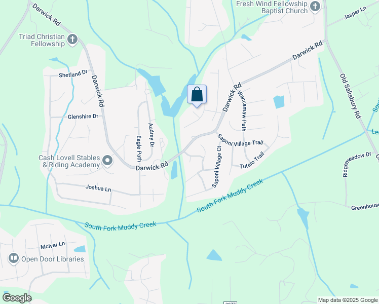map of restaurants, bars, coffee shops, grocery stores, and more near 5144 Brynfield Court in Winston-Salem