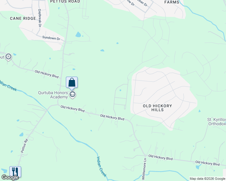 map of restaurants, bars, coffee shops, grocery stores, and more near 13906 Old Hickory Boulevard in Nashville