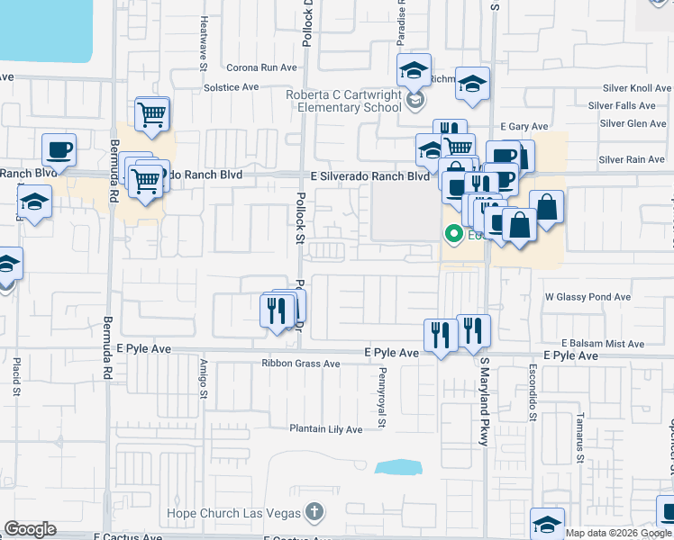 map of restaurants, bars, coffee shops, grocery stores, and more near 9937 Ivy Patch Street in Las Vegas