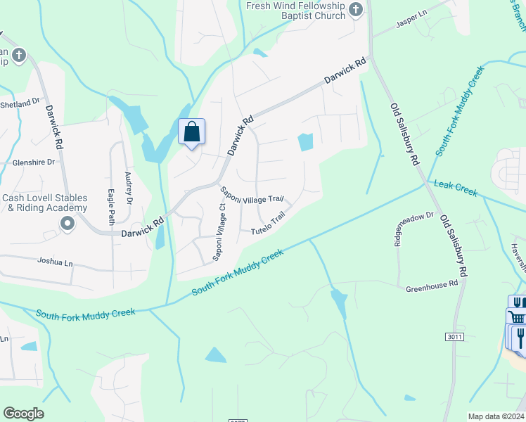map of restaurants, bars, coffee shops, grocery stores, and more near 2010 Waccamaw Path in Winston-Salem