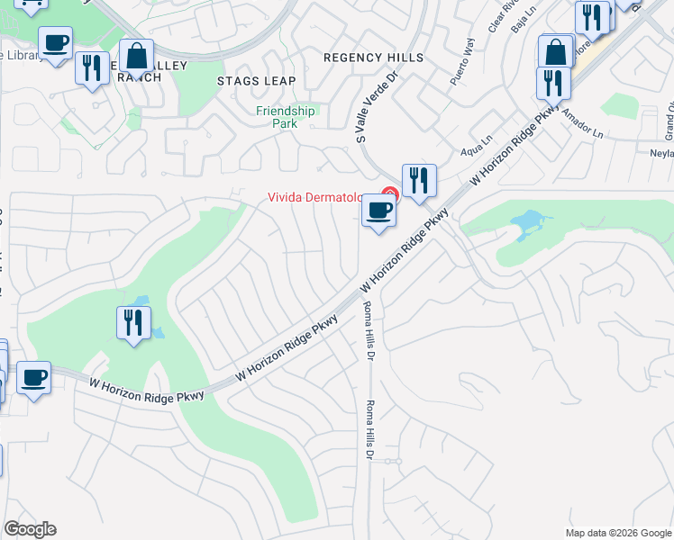 map of restaurants, bars, coffee shops, grocery stores, and more near 511 Hidden Garden Place in Henderson
