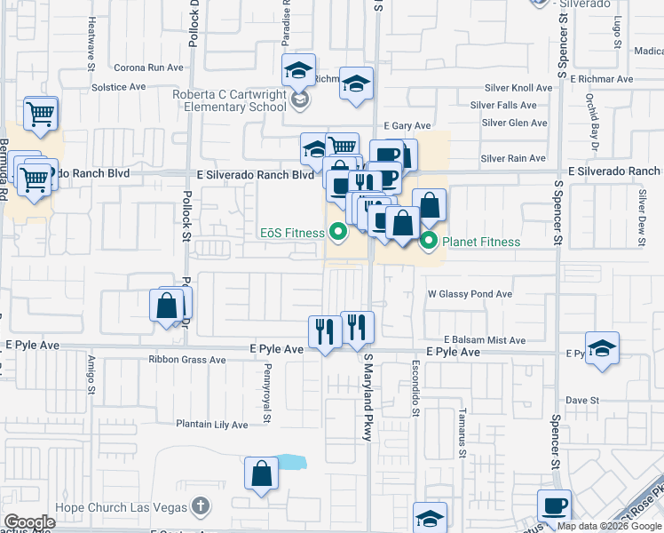 map of restaurants, bars, coffee shops, grocery stores, and more near 1124 Burnt Sky Avenue in Las Vegas