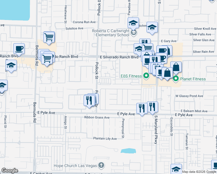 map of restaurants, bars, coffee shops, grocery stores, and more near 9937 Ivy Patch Street in Las Vegas