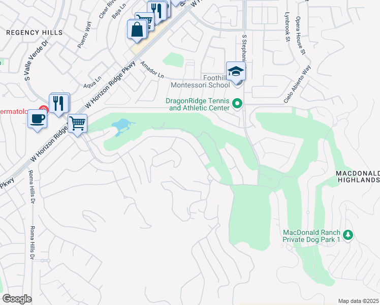 map of restaurants, bars, coffee shops, grocery stores, and more near 1469 Macdonald Ranch Drive in Henderson