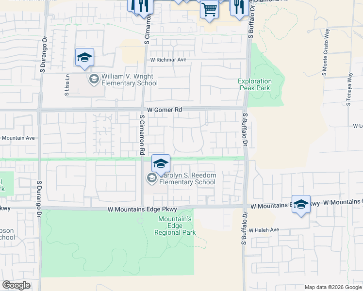 map of restaurants, bars, coffee shops, grocery stores, and more near 9861 Crescent Lodge Court in Las Vegas
