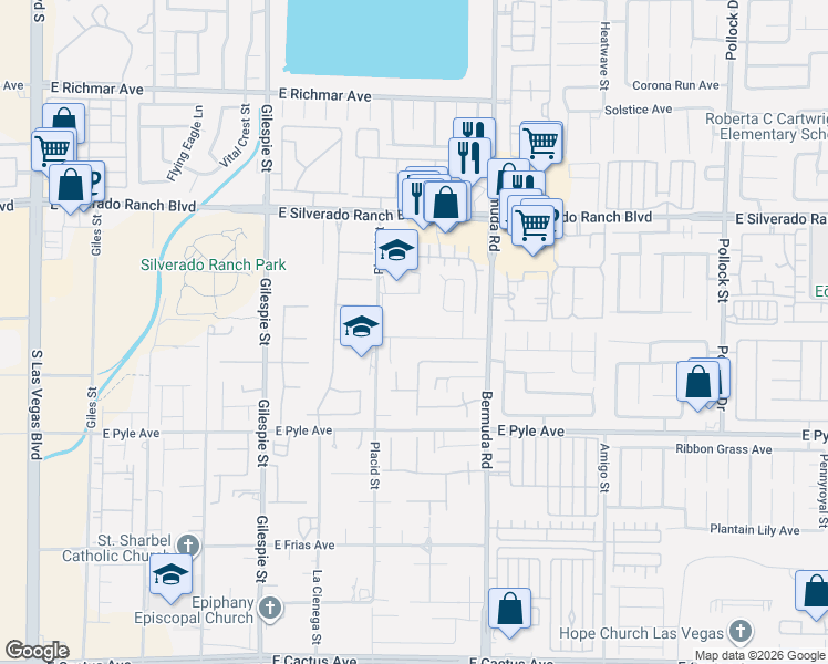 map of restaurants, bars, coffee shops, grocery stores, and more near 338 Wiseton Avenue in Las Vegas