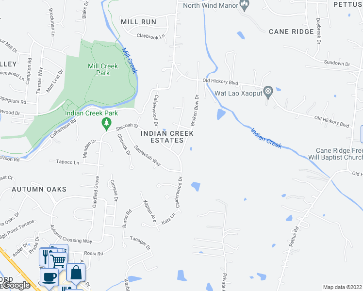 map of restaurants, bars, coffee shops, grocery stores, and more near 6624 Broken Bow Drive in Nashville