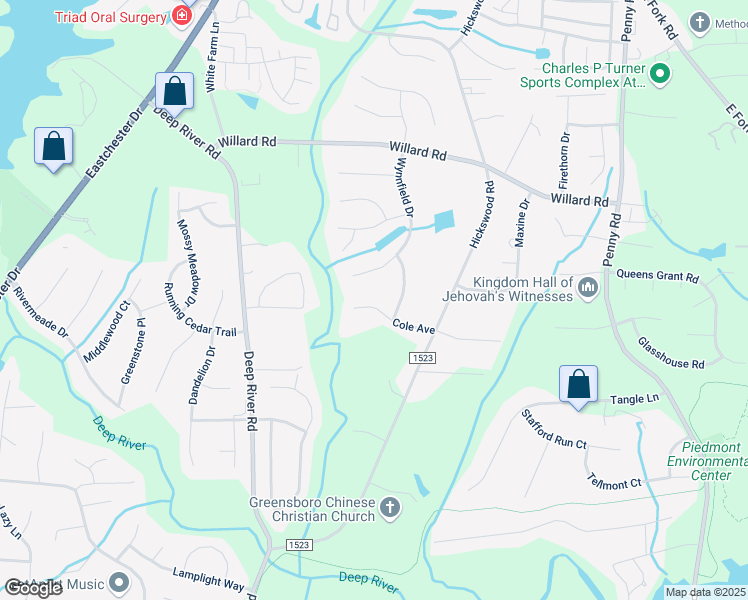 map of restaurants, bars, coffee shops, grocery stores, and more near 3811 Cole Avenue in High Point