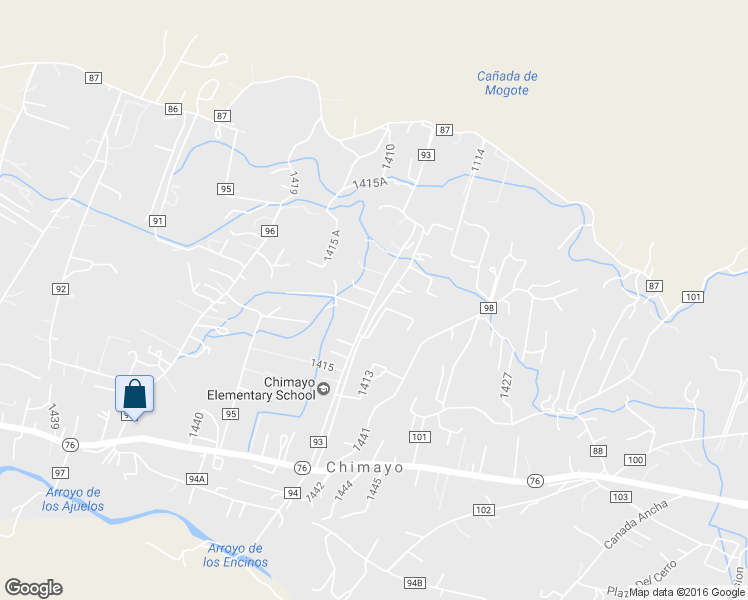 map of restaurants, bars, coffee shops, grocery stores, and more near Co Road 93 in Chimayo