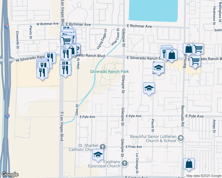 map of restaurants, bars, coffee shops, grocery stores, and more near 9920 Rancho Destino Road in Las Vegas