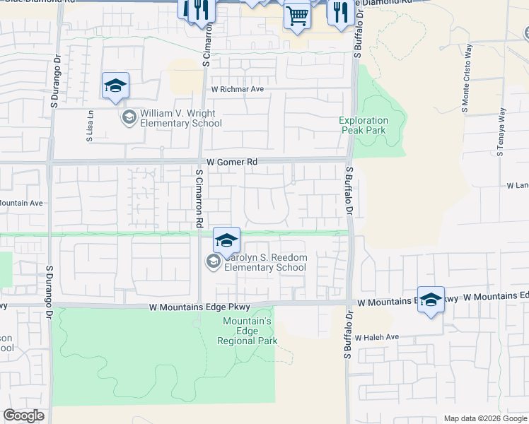 map of restaurants, bars, coffee shops, grocery stores, and more near 8061 Glimmer Glass Avenue in Las Vegas