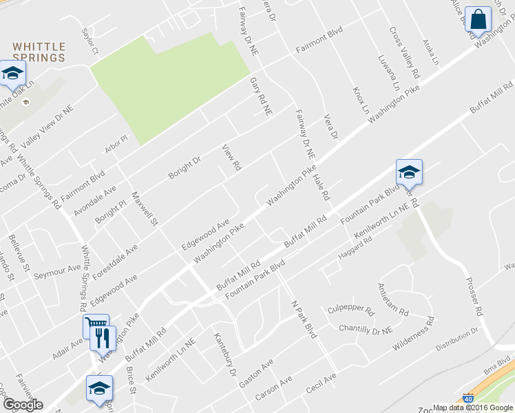 map of restaurants, bars, coffee shops, grocery stores, and more near 3235 Thomas Hill Way in Knoxville