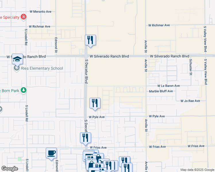map of restaurants, bars, coffee shops, grocery stores, and more near 4700 West Le Baron Avenue in Las Vegas