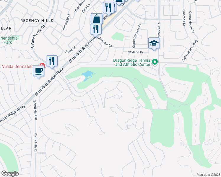 map of restaurants, bars, coffee shops, grocery stores, and more near 463 Saint Moritz Drive in Henderson