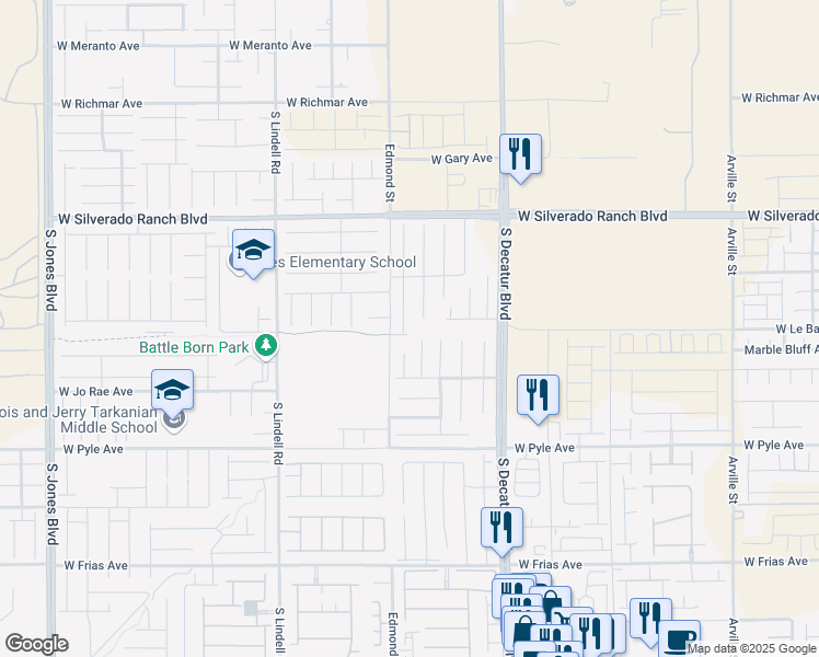 map of restaurants, bars, coffee shops, grocery stores, and more near 9896 Panther Hollow Street in Las Vegas