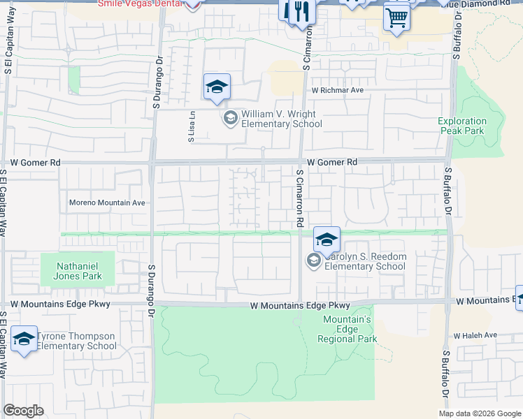 map of restaurants, bars, coffee shops, grocery stores, and more near 9784 Hearthfire Street in Las Vegas