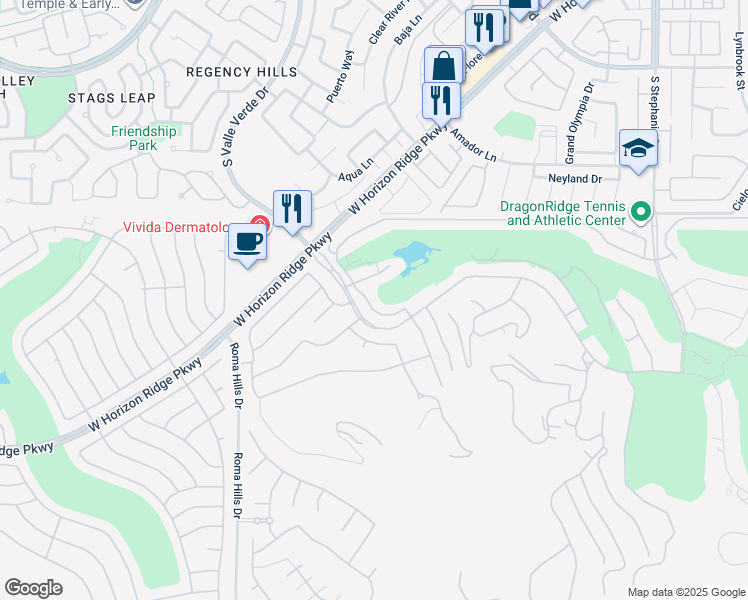 map of restaurants, bars, coffee shops, grocery stores, and more near 1549 Foothills Village Drive in Henderson