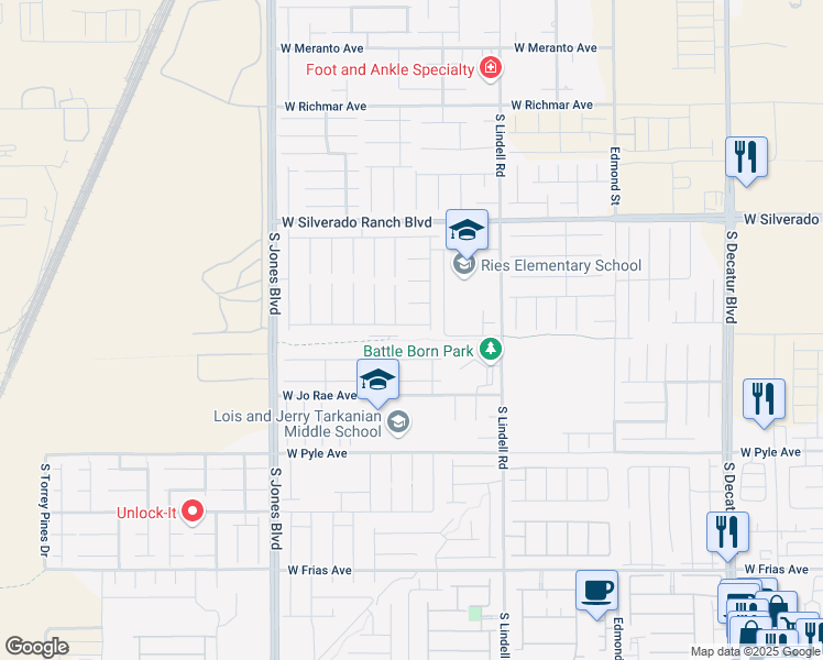 map of restaurants, bars, coffee shops, grocery stores, and more near 5623 Camilla Cellars Court in Las Vegas