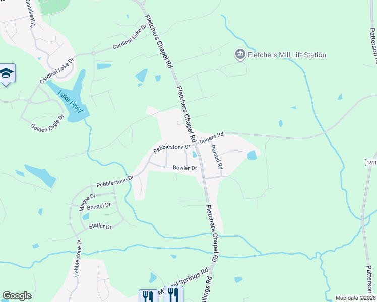 map of restaurants, bars, coffee shops, grocery stores, and more near 604 Cove Hollow Drive in Durham