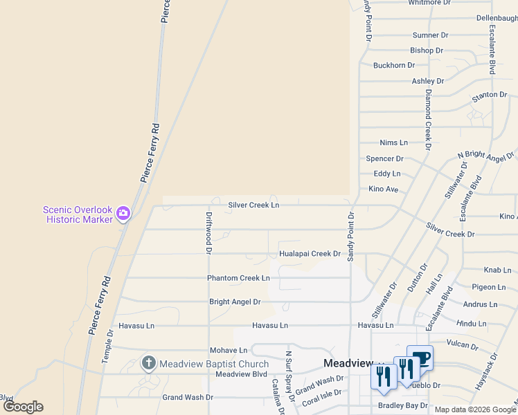 map of restaurants, bars, coffee shops, grocery stores, and more near 539 Silver Street in Kingman