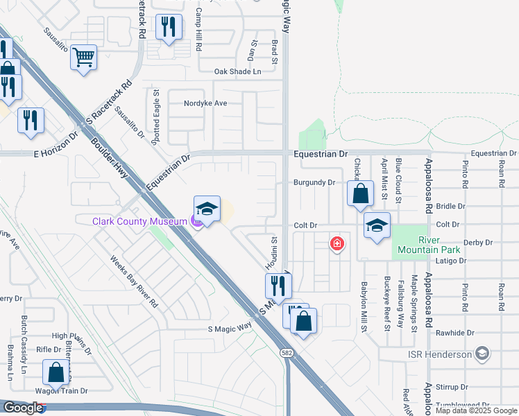 map of restaurants, bars, coffee shops, grocery stores, and more near 1179 King Arthur Court in Henderson