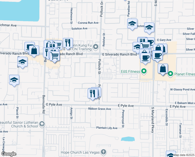 map of restaurants, bars, coffee shops, grocery stores, and more near 9850 Del Mar Heights Street in Las Vegas