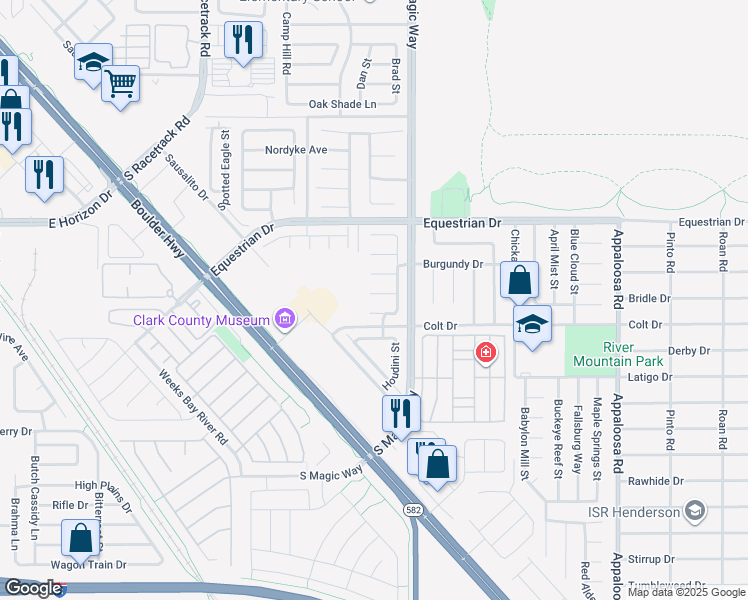 map of restaurants, bars, coffee shops, grocery stores, and more near 1179 King Arthur Court in Henderson