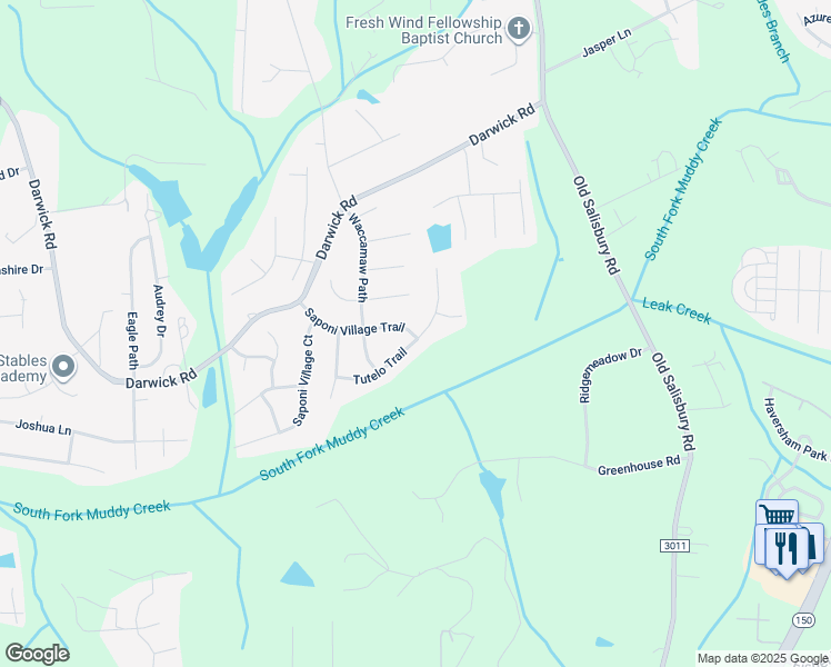 map of restaurants, bars, coffee shops, grocery stores, and more near 5001 Tutelo Trail in Winston-Salem
