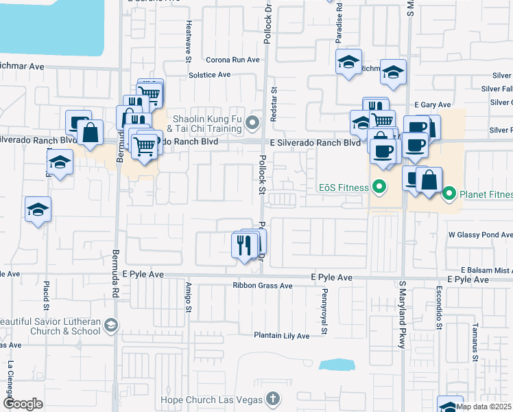 map of restaurants, bars, coffee shops, grocery stores, and more near 9850 Del Mar Heights Street in Las Vegas