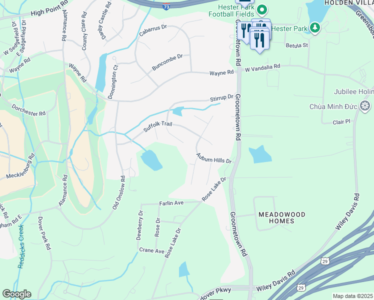 map of restaurants, bars, coffee shops, grocery stores, and more near in Greensboro