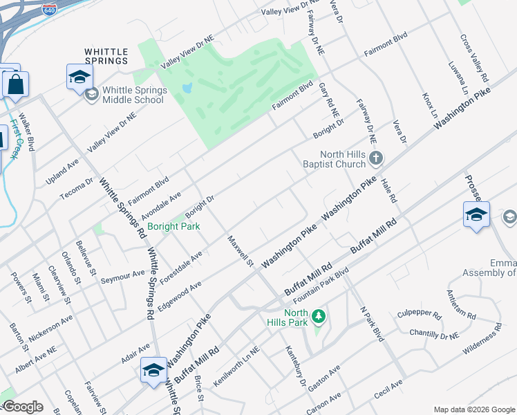 map of restaurants, bars, coffee shops, grocery stores, and more near 3011 Forestdale Avenue in Knoxville