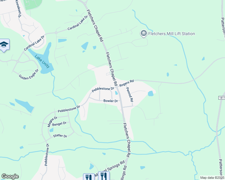 map of restaurants, bars, coffee shops, grocery stores, and more near 518 Cove Hollow Drive in Durham