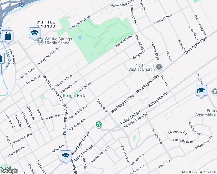 map of restaurants, bars, coffee shops, grocery stores, and more near 3011 Forestdale Avenue in Knoxville