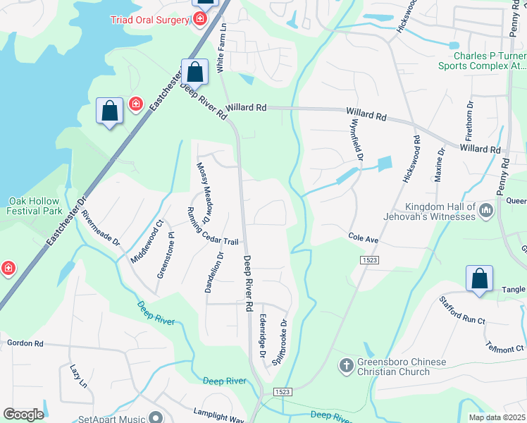 map of restaurants, bars, coffee shops, grocery stores, and more near 3161 Rock Pond Circle in High Point