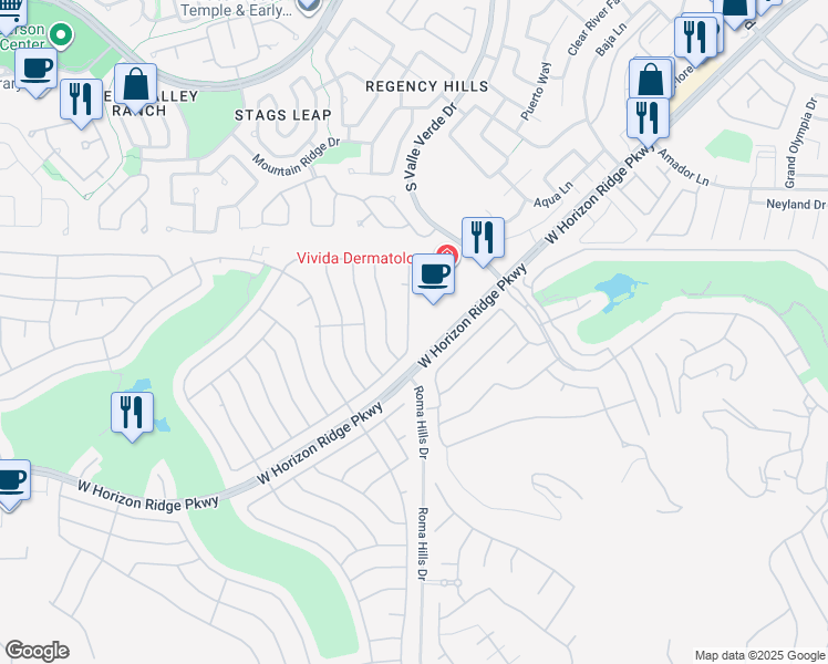 map of restaurants, bars, coffee shops, grocery stores, and more near 1770 West Horizon Ridge Parkway in Henderson