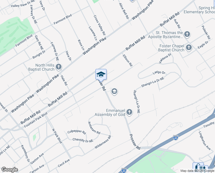 map of restaurants, bars, coffee shops, grocery stores, and more near 3511 Kenilworth Lane Northeast in Knoxville