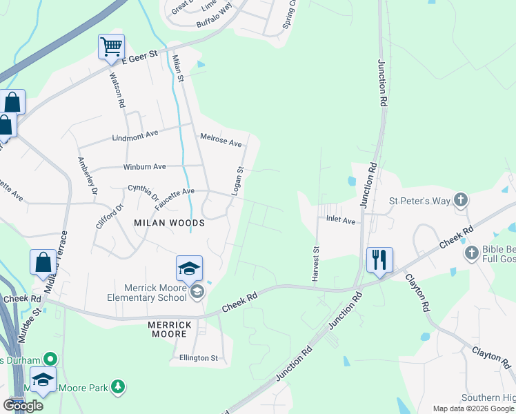 map of restaurants, bars, coffee shops, grocery stores, and more near 3 Christopher Court in Durham