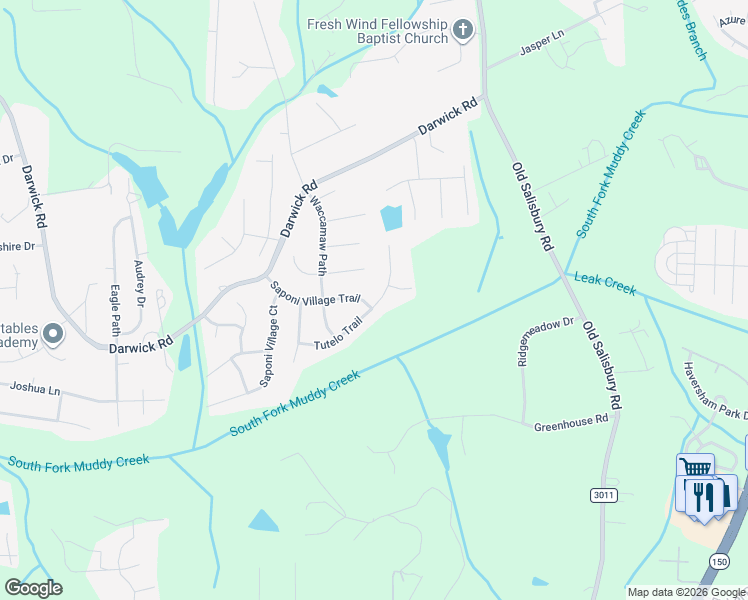 map of restaurants, bars, coffee shops, grocery stores, and more near 5035 Tutelo Trail in Winston-Salem