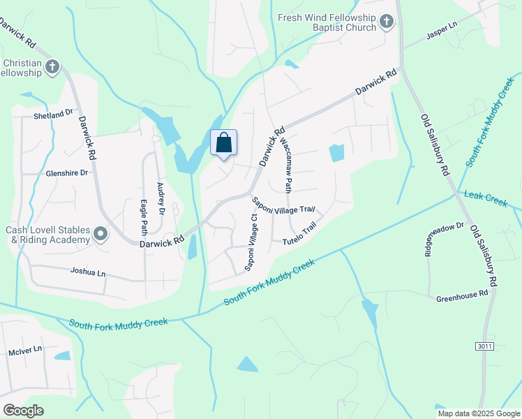 map of restaurants, bars, coffee shops, grocery stores, and more near 2001 Saponi Village Court in Winston-Salem