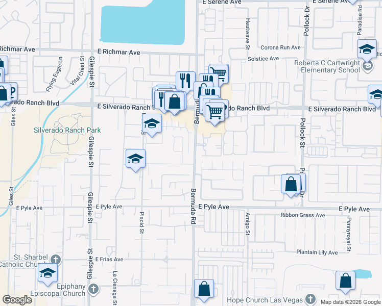 map of restaurants, bars, coffee shops, grocery stores, and more near 9868 Gold Pan Court in Las Vegas