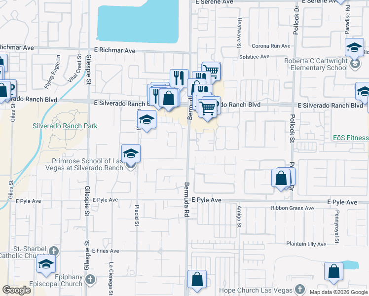 map of restaurants, bars, coffee shops, grocery stores, and more near 9884 Gold Pan Court in Las Vegas