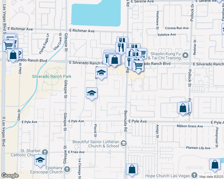 map of restaurants, bars, coffee shops, grocery stores, and more near 9879 Jazzy June Street in Las Vegas