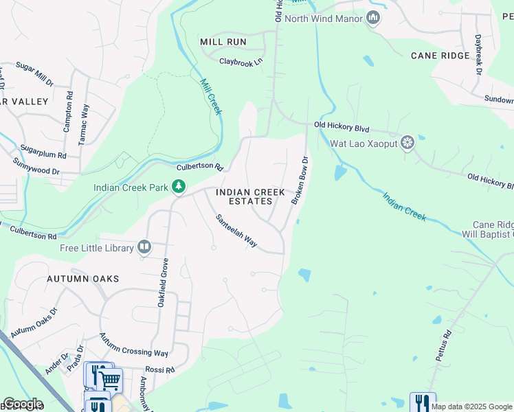 map of restaurants, bars, coffee shops, grocery stores, and more near 7013 Calderwood Drive in Nashville