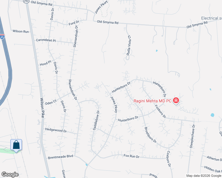 map of restaurants, bars, coffee shops, grocery stores, and more near 9160 Hunterboro Drive in Brentwood
